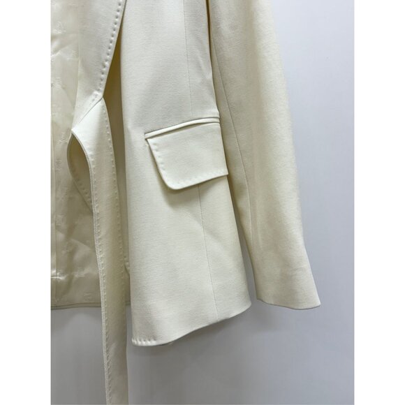 MaxMara Beige Wool Long-Sleeve Lapel Ribbon Suit Jacket XS Size Made In Italy - Picture 6 of 7